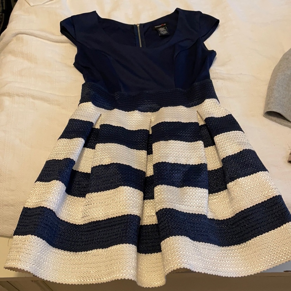 Navy blue and white dress